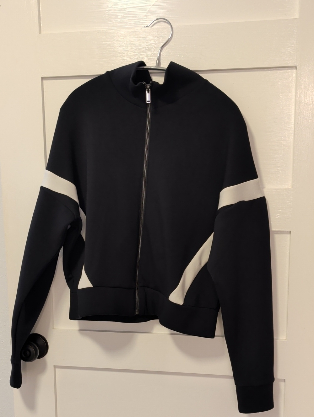 SPANX Air Essentials Jacket Black with White Contrast Stripes